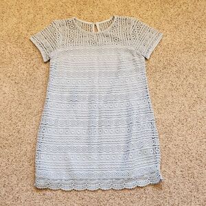 Abercrombie & Fitch Baby Blue Shortsleeve Lace Short Dress